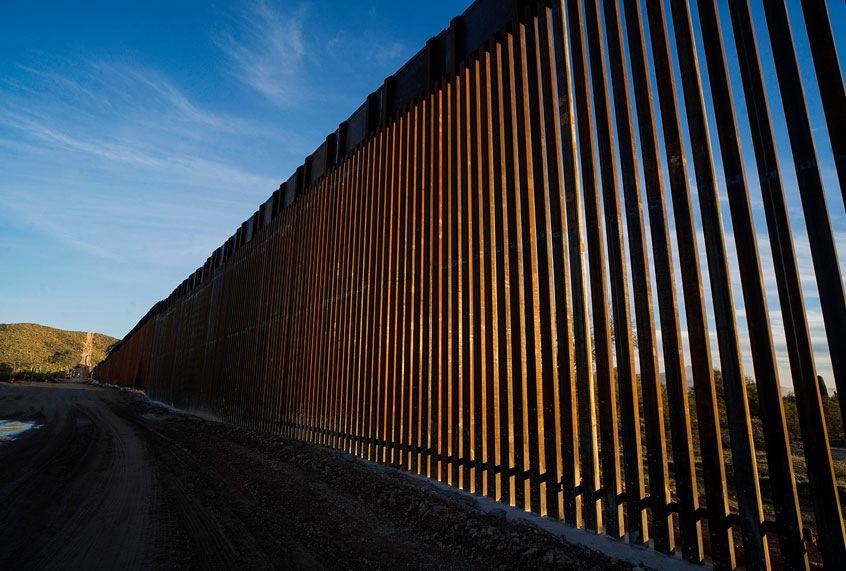 The United States-Mexico border wall is seen in Organ Pipe National Park south of Ajo, Arizona (SANDY HUFFAKER/AFP via Getty Images)