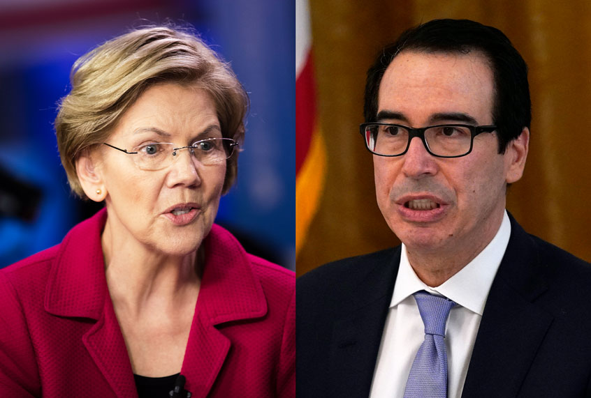 Elizabeth Warren and Steve Mnuchin (AP Photo/Salon)