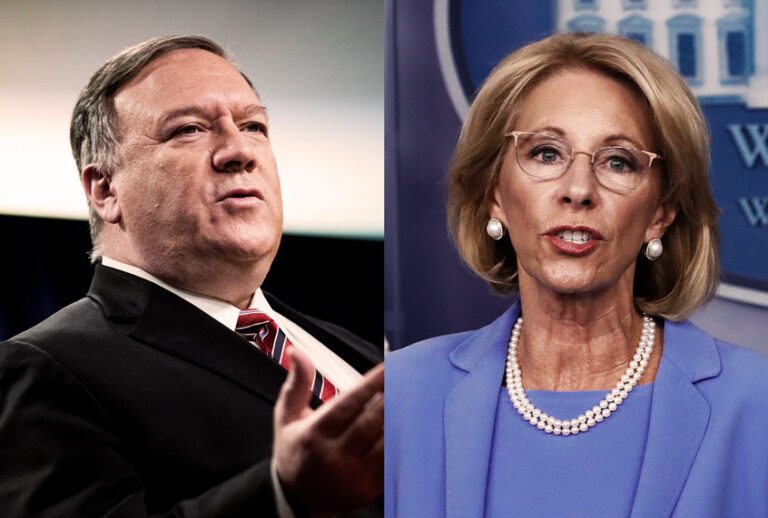 Secretary of State Mike Pompeo and Education Secretary Betsy DeVos (AP Photo/Alex Brandon/Andrew Harnik/Salon)