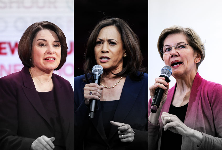 Elizabeth Warren, Amy Klobuchar and Kamala Harris (AP Photo/Getty Images/Salon)