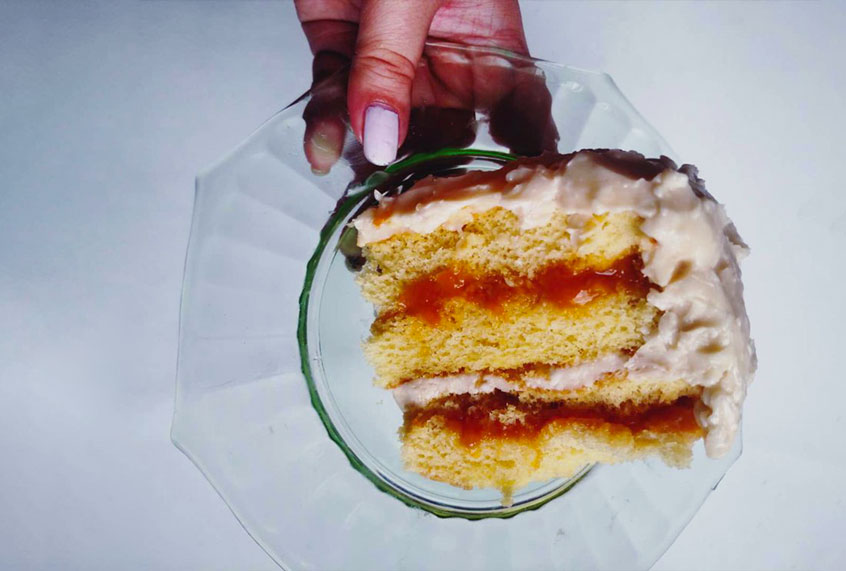 Yellow cake with apricot jam and buttercream frosting (Ashlie Stevens)