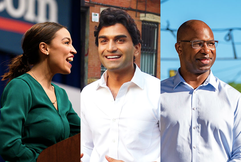 Alexandria Ocasio-Cortez, Suraj Patel and Jamaal Bowman (Getty Images/Suraj Patel for Congress/Salon)