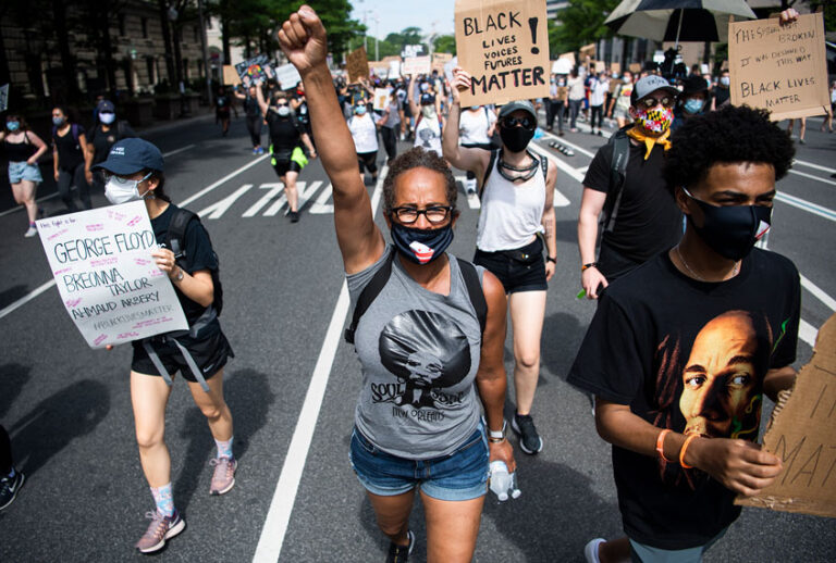 Demonstrators march on Pennsylvania Avenue towards the Capitol to protest the death of George Floyd (Tom Williams/CQ-Roll Call, Inc via Getty Images)