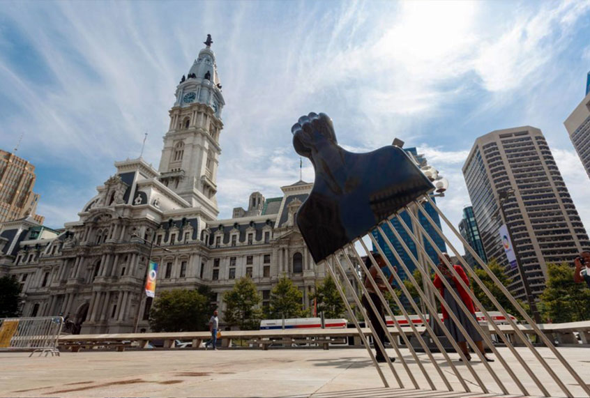 Hank Willis Thomas’ 800-pound sculpture "All Power to All People" (Monument Lab)