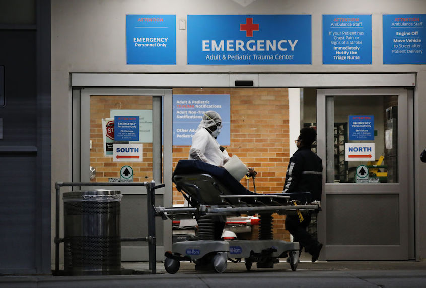 Medical workers walk outside a special coronavirus area at Maimonides Medical Center on May 26, 2020 in the Borough Park neighborhood of the Brooklyn borough of New York City. (Spencer Platt/Getty Images)