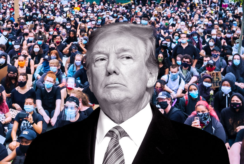 Donald Trump| A massive group of protesters sit on the ground at Foley Square (Getty Images/Salon)