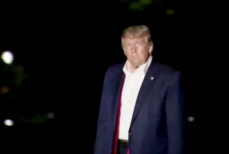 Donald Trump, looking disheveled after rally in Tulsa, OK (Twitter/@KristerJohnson)