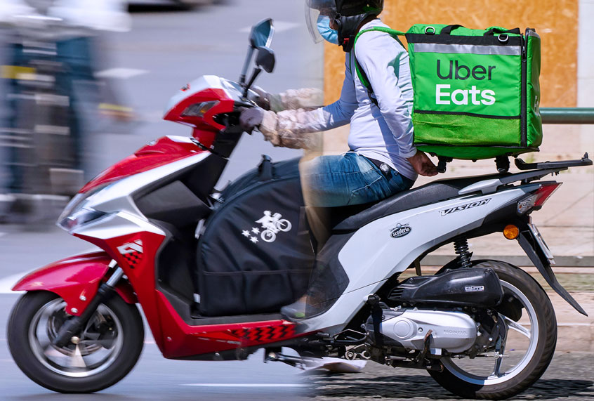 Postmates and Uber Eats couriers (Getty Images/Salon)