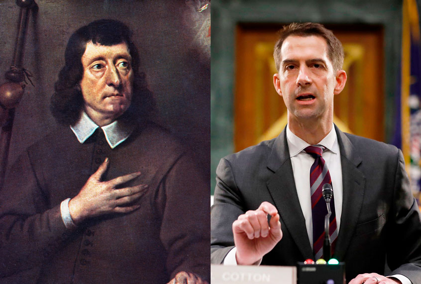 Senator Tom Cotton and English Poet John Milton (Getty Images/Salon)