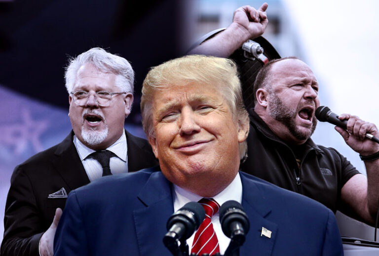 Donald Trump, Glenn Beck and Alex Jones (Photo illustration by Salon/Getty Images)