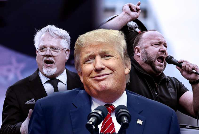 Donald Trump, Glenn Beck and Alex Jones (Photo illustration by Salon/Getty Images)