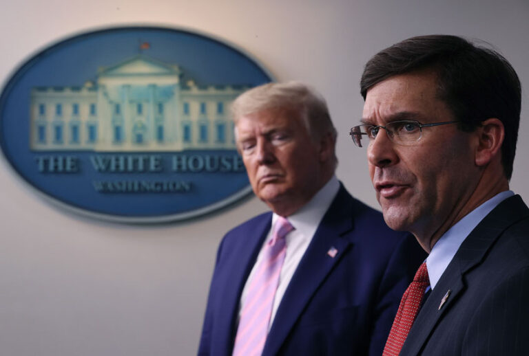 Secretary of Defense Mark Esper and U.S. President Donald Trump (Win McNamee/Getty Images)