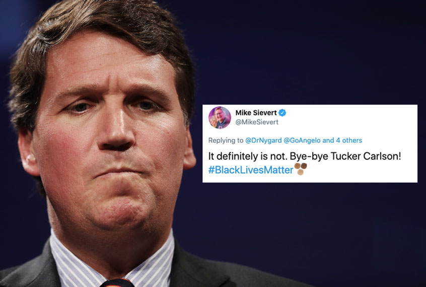 Tucker Carlson | Tweet from T-Mobile CEO, Mike Sievert (Salon/Getty Images/Twitter/@MikeSievert)