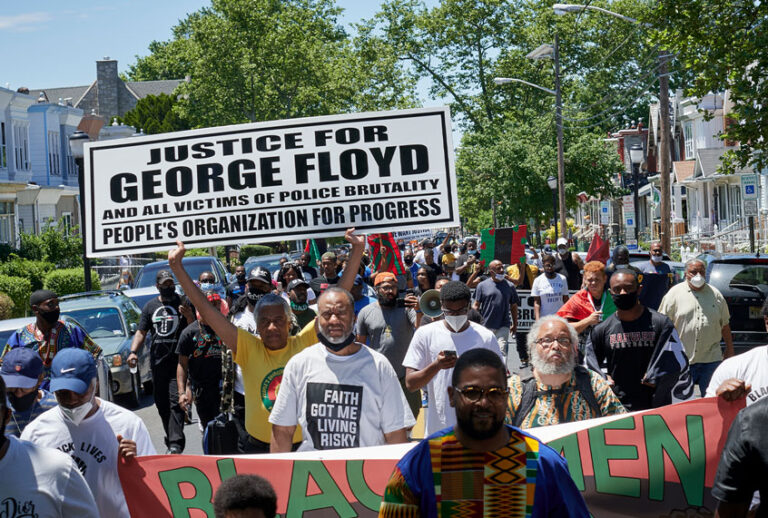 Community members take part in a Black Lives Matter protest, organized by Black Men Rising, in Camden, NJ on June 13, 2020. (Bastiaan Slabbers/NurPhoto via Getty Images)