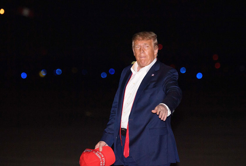US President Donald Trump steps off Air Force One at Andrews Air Force Base in Maryland on June 21, 2020 after returning from a rally in Tulsa, Oklahoma. (NICHOLAS KAMM/AFP via Getty Images)
