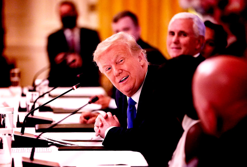 U.S. President Donald Trump speaks during an event with citizens positively impacted by law enforcement, in the East Room of the White House on July 13, 2020 in Washington, DC. (Drew Angerer/Getty Images)