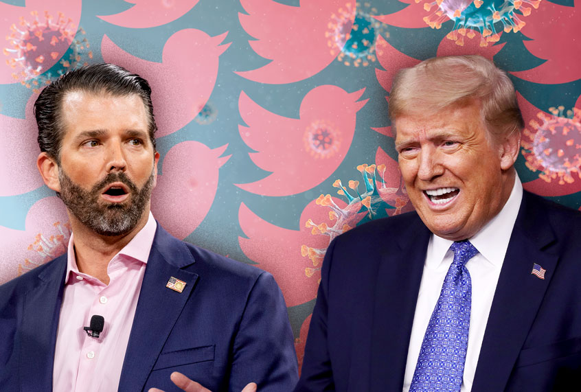Donald Trump, Don Jr, coronavirus and Twitter (Getty Images/Twitter/Salon)