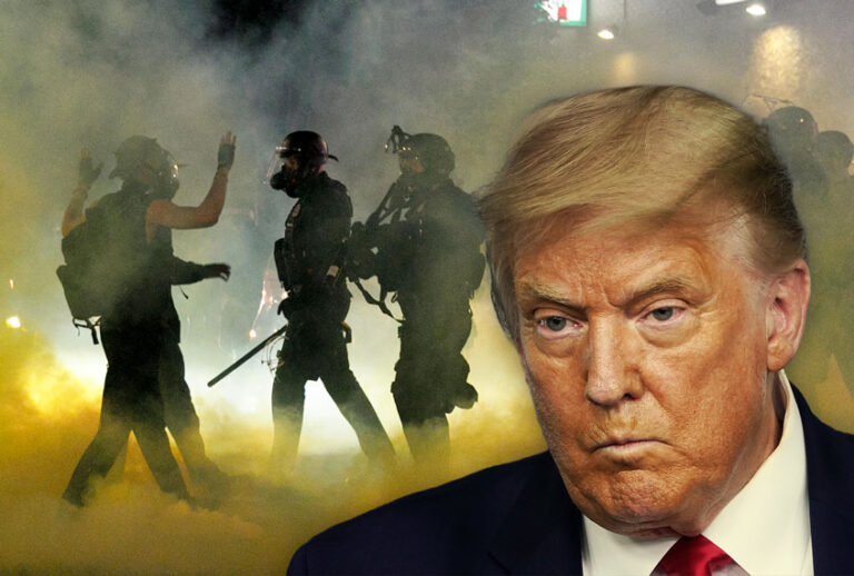 DOnald Trump | Police tear-gassing protesters in Portland, OR (Getty Images/Salon)
