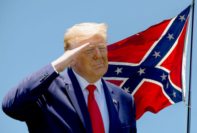 Donald Trump saluting the Confederate flag (Photo illustration by Salon/Getty Images)
