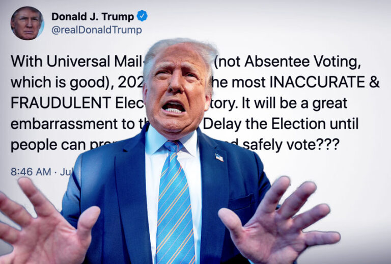 Donald Trump and his tweet about delaying the election (Getty Images/Twitter/Salon)