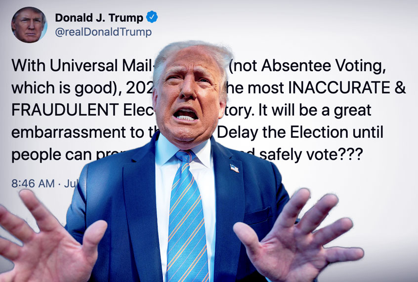 Donald Trump and his tweet about delaying the election (Getty Images/Twitter/Salon)