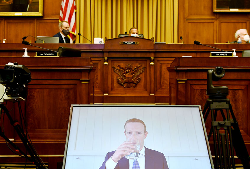 Facebook CEO Mark Zuckerberg testifies before the House Judiciary Subcommittee on Antitrust, Commercial and Administrative Law on Online Platforms and Market Power in the Rayburn House office Building, July 29, 2020 on Capitol Hill in Washington, DC. (Mandel Ngan-Pool/Getty Images)
