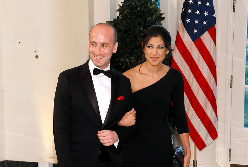 White House advisor Stephen Miller (L) and Katie Waldman arrive for the State Dinner at The White House (Paul Morigi/Getty Images)