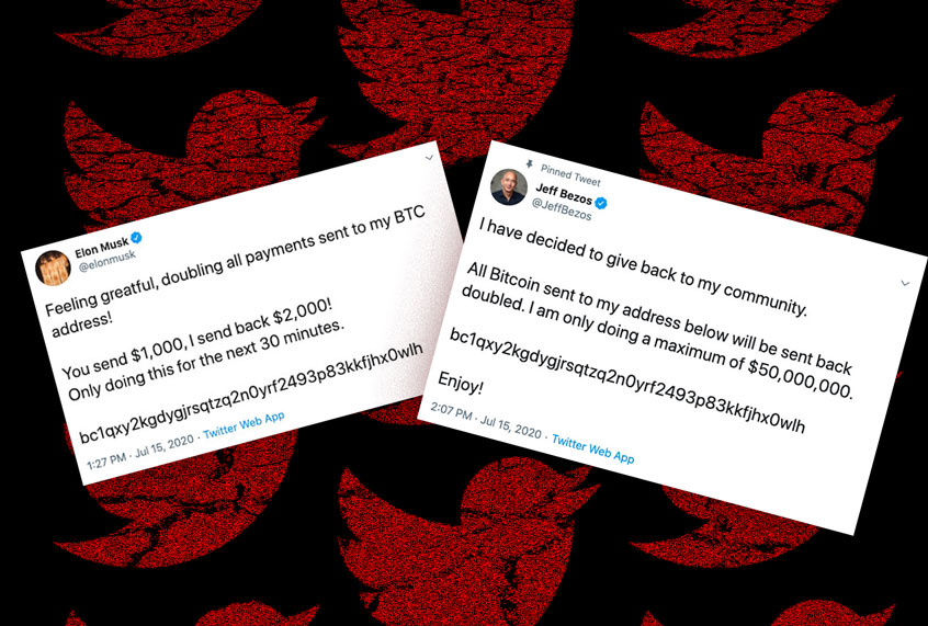 Tweets posted by hackers on Jeff Bezos' and Elon Musk's personal twitter accounts (Twitter/Salon)