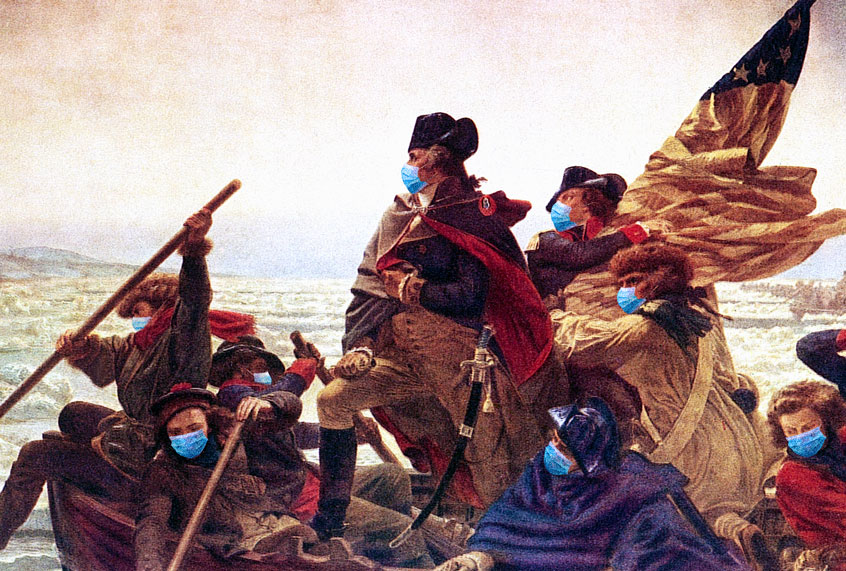 Masked George Washington Crossing the Delaware (Photo illustration by Salon/Getty Images)