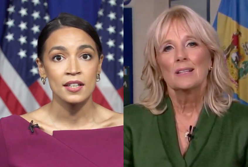Alexandria Ocasio-Cortez and Jill Biden (Photo illustration by Salon/Getty Images)
