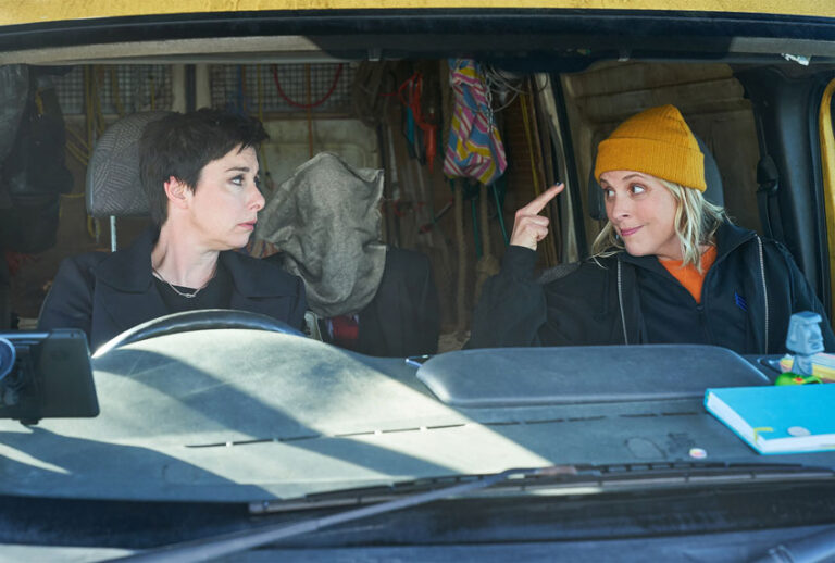 Sue Perkins and Mel Giedroyc in "Hitmen" (Sky UK Limited/Peacock)