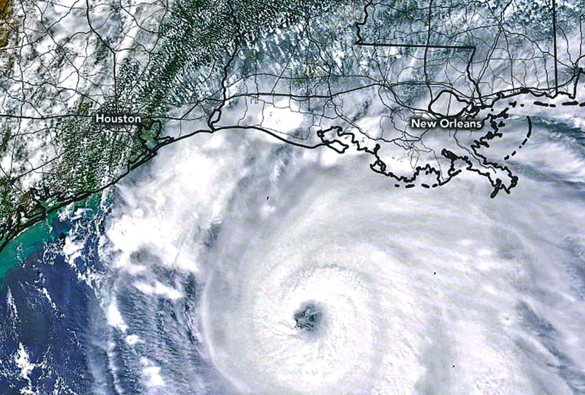 Hurricane Laura is seen here approaching the U.S. Gulf Coast on Wednesday. The image is taken by the Moderate Resolution Imaging Spectroradiometer (MODIS) on NASA’s Terra satellite. (NASA)
