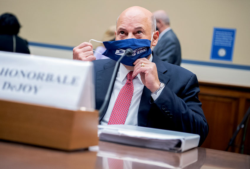 U.S. Postal Service Postmaster General Louis DeJoy arrives at the Rayburn House Office Building for a hearing before House Oversight and Reform Committee on August 24, 2020 on Capitol Hill in Washington, DC. The committee is holding a hearing on "Protecting the Timely Delivery of Mail, Medicine, and Mail-in Ballots." (Tom Williams/CQ Roll Call/Pool)