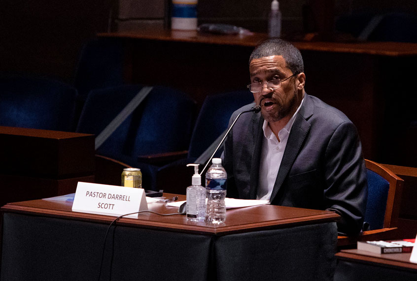Darrell Scott, senior pastor for the New Spirit Revival Center testifies at a House Judiciary Committee hearing on "Policing Practices and Law Enforcement Accountability", on Capitol Hill, on June 10, 2020 in Washington, DC. The hearing comes after the death of George Floyd while in the custody of officers of the Minneapolis Police Department. (Graeme Jennings - Pool/Getty Images)