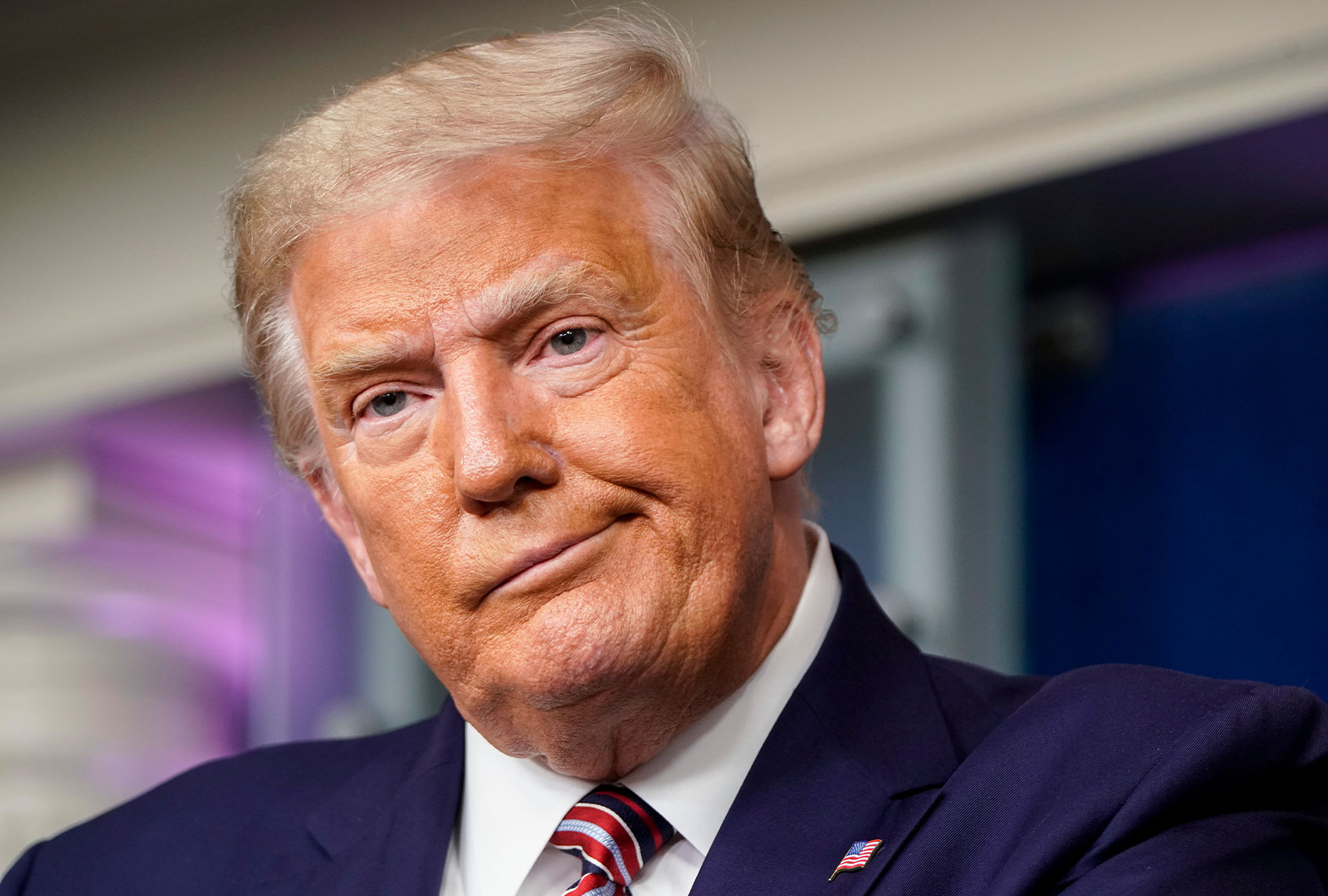 U.S. President Donald Trump reacts to a question during a news conference in the Briefing Room of the White House on September 27, 2020 in Washington, DC. (Joshua Roberts/Getty Images)