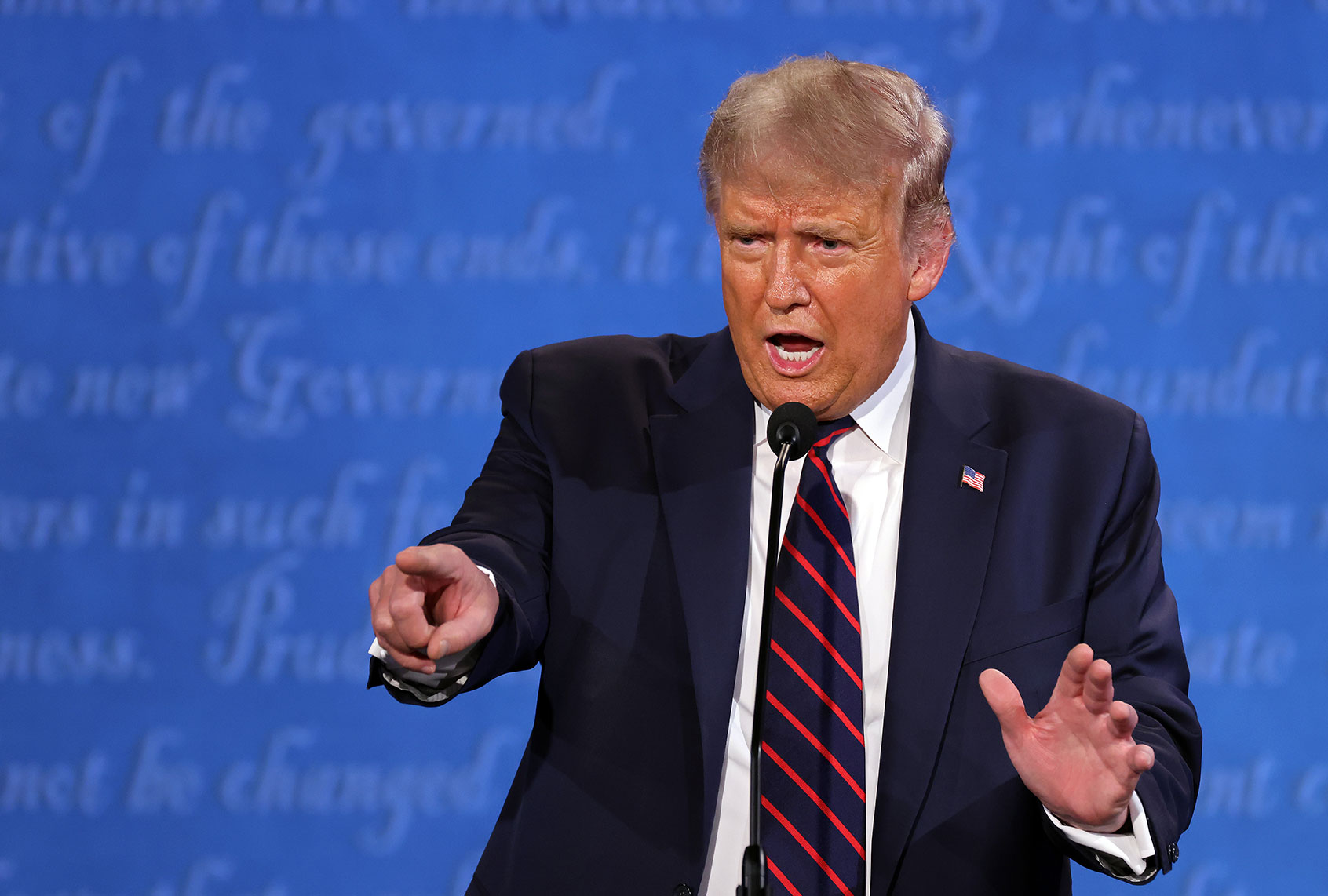 U.S. President Donald Trump participates in the first presidential debate against Democratic presidential nominee Joe Biden at the Health Education Campus of Case Western Reserve University on September 29, 2020 in Cleveland, Ohio. (Win McNamee/Getty Images)