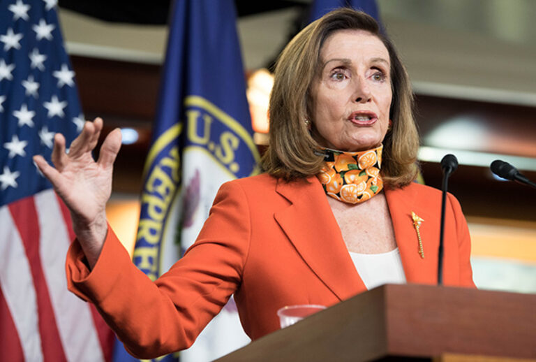 Speaker of the House Nancy Pelosi (D-CA) holds a weekly press conference at the Capitol on September 24, 2020 in Washington, DC. (Liz Lynch/Getty Images)