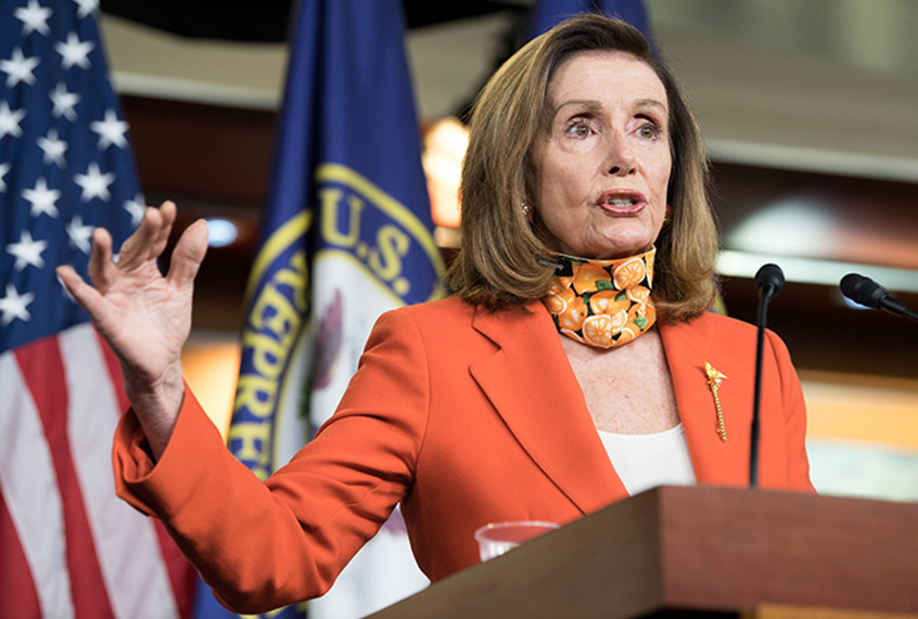 Speaker of the House Nancy Pelosi (D-CA) holds a weekly press conference at the Capitol on September 24, 2020 in Washington, DC. (Liz Lynch/Getty Images)