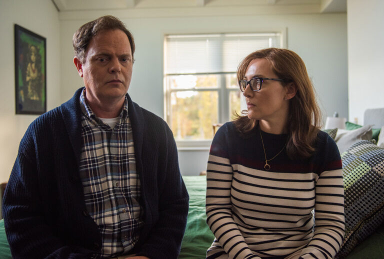 Rainn Wilson as Michael and Kate Winslet as Jennifer in "Blackbird." (Photo by Parisa Taghizadeh, Courtesy of Screen Media)