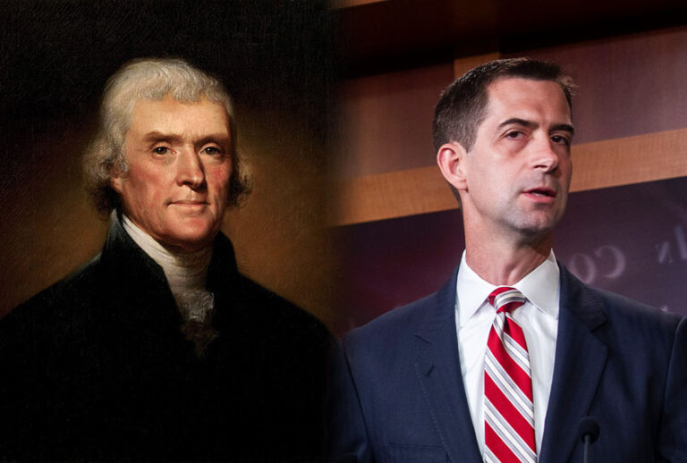 Thomas Jefferson and Sen. Tom Cotton (Photo illustration by Salon/Getty Images)