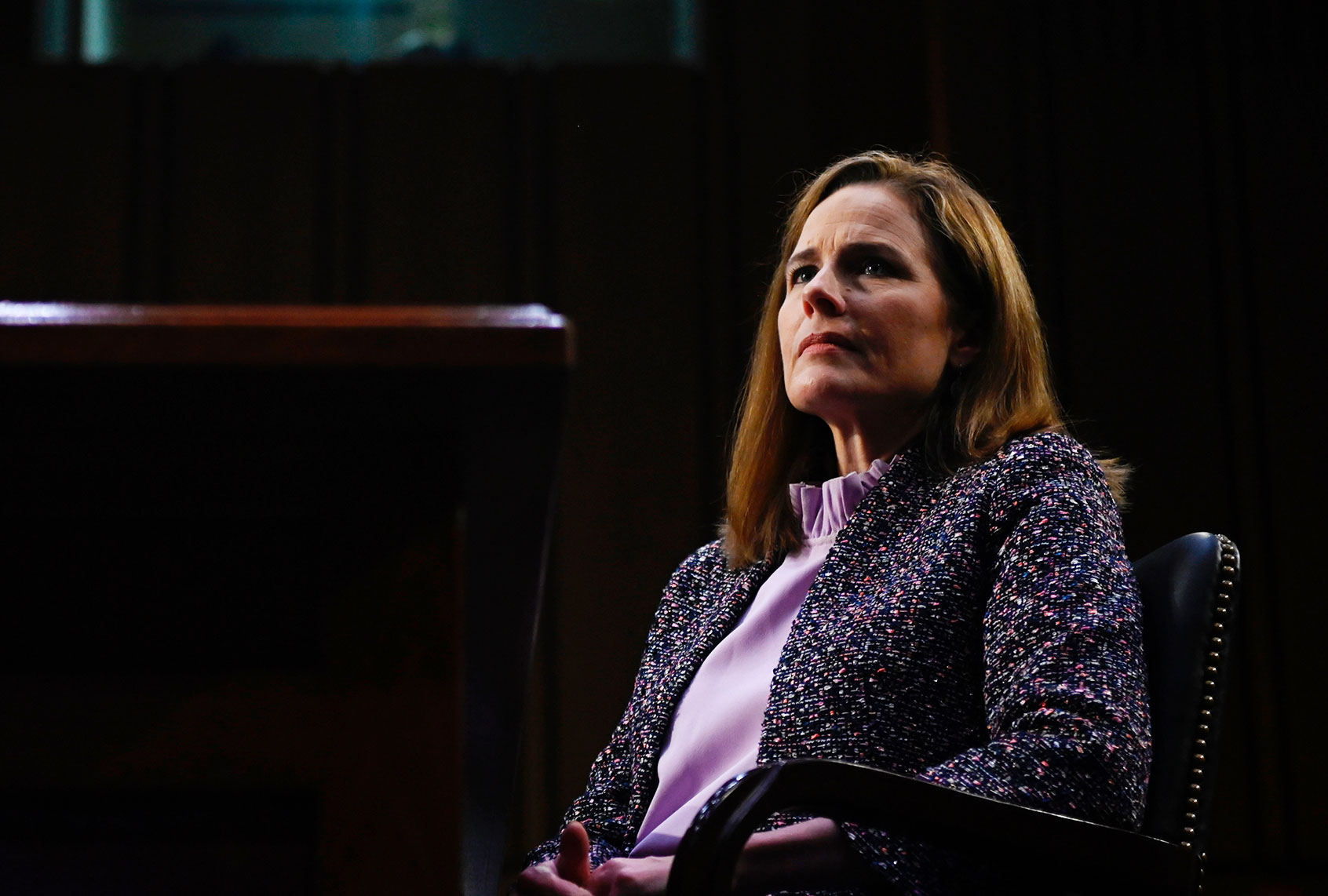 Supreme Court nominee Judge Amy Coney Barrett testifies before the Senate Judiciary Committee on the third day of her confirmation hearing on Capitol Hill on October 14, 2020 in Washington, DC. (Andrew Caballero-Reynolds-Pool/Getty Images)