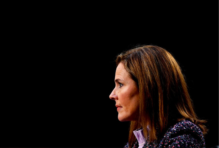 Supreme Court nominee Judge Amy Coney Barrett testifies on the third day of her confirmation hearing before the Senate Judiciary Committee on Capitol Hill on October 14, 2020 in Washington, DC (Getty Images/Pool)