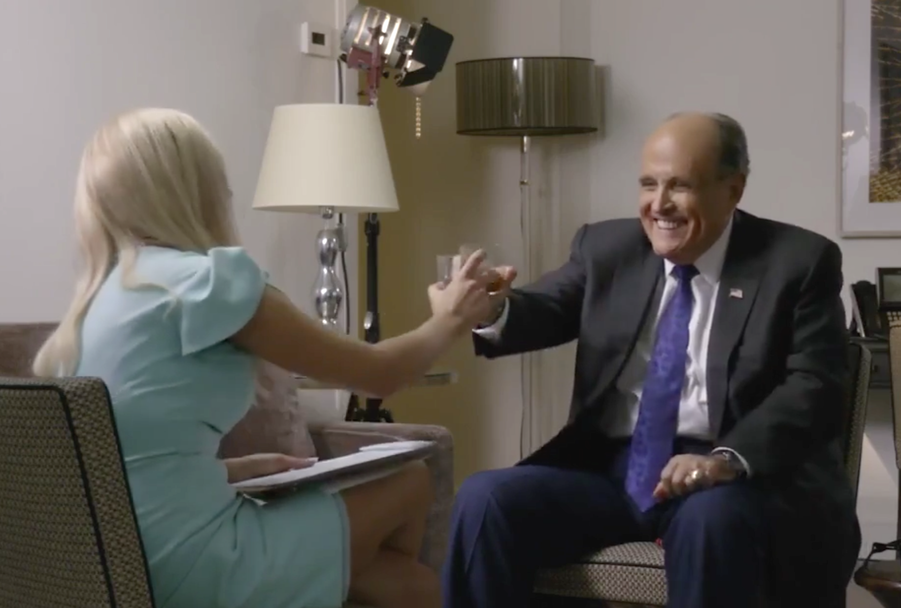 Maria Bakalova and Rudy Giuliani in "Borat 2: Subsequent Moviefilm" (Amazon)