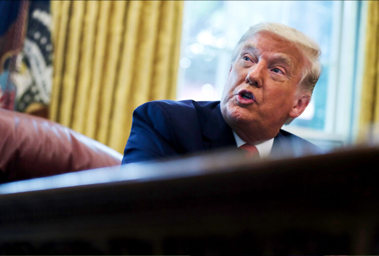 U.S. President Donald Trump speaks in the Oval Office (Oliver Contreras-Pool/Getty Images)