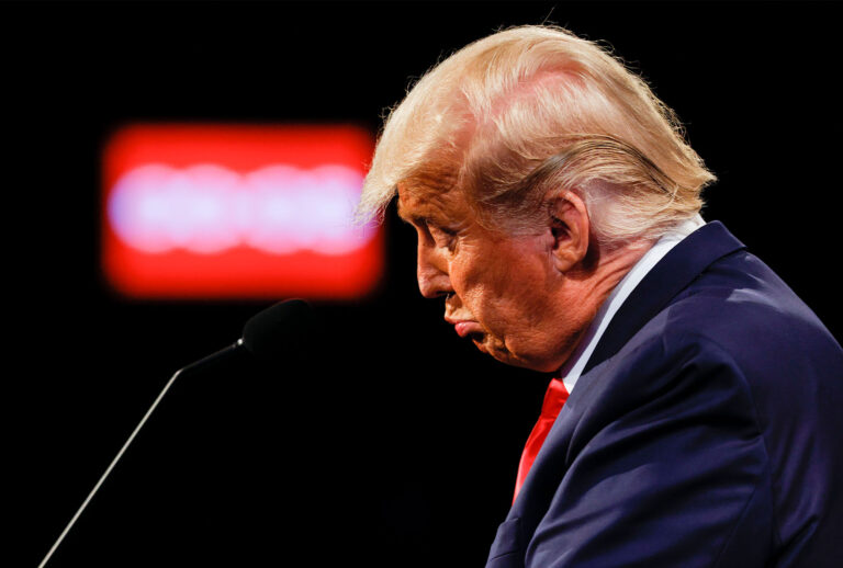 U.S. President Donald Trump debates Democratic presidential nominee Joe Biden at Belmont University on October 22, 2020 in Nashville, Tennessee. This is the last debate between the two candidates before the November 3 election. (Jim Bourg-Pool/Getty Images)