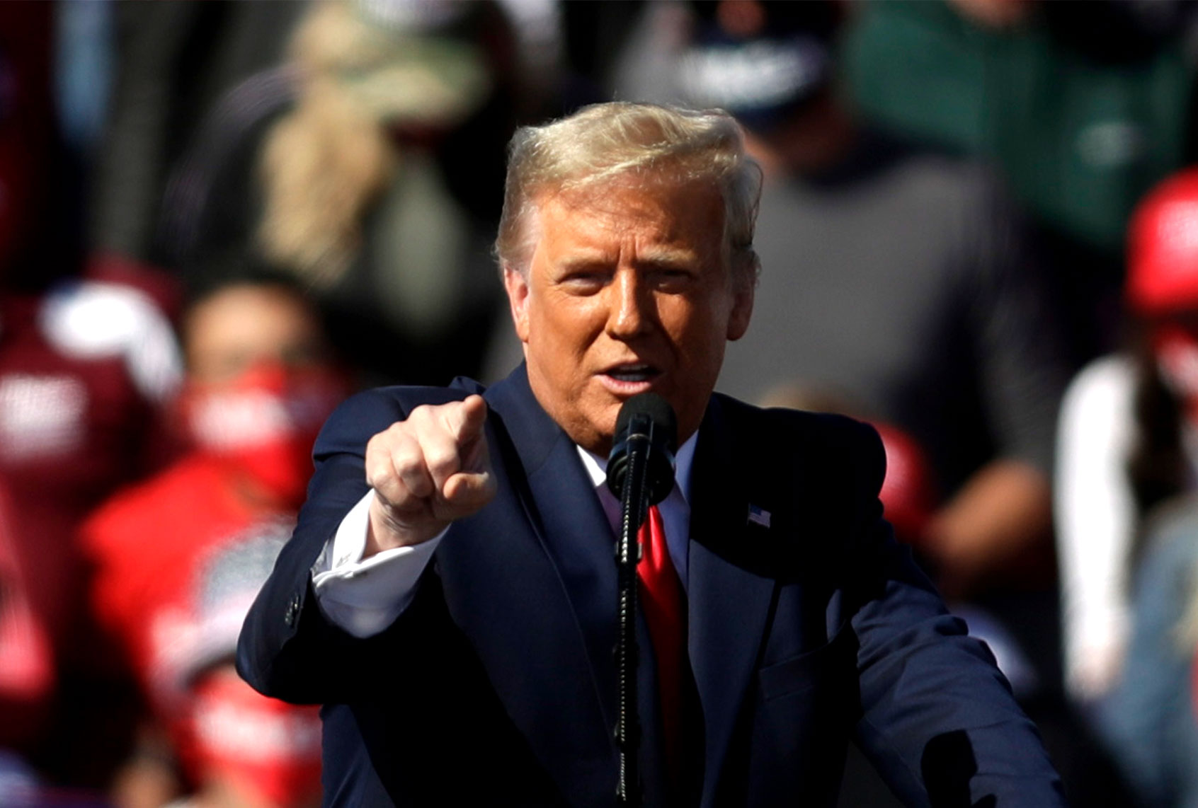 Former President Donald Trump speaks during a campaign rally on October 28, 2020 in Bullhead City, Arizona. (Isaac Brekken/Getty Images)