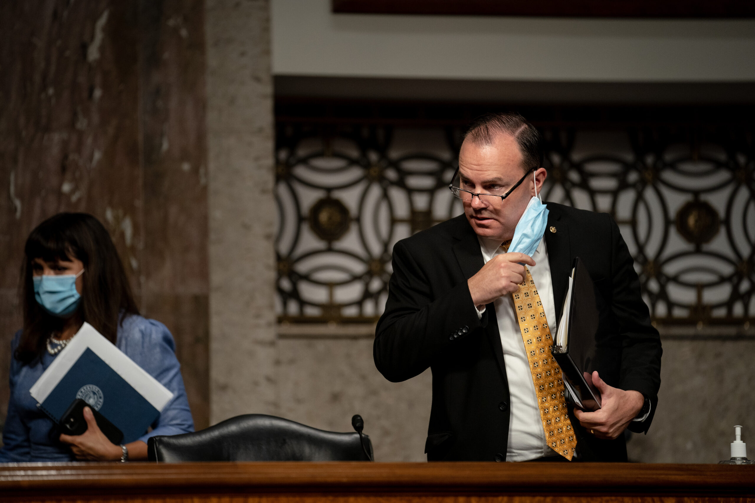 WASHINGTON, DC - AUGUST 05: Sen. Mike Lee (R-UT) arrives for a Senate Judiciary Committee hearing on "Oversight of the Crossfire Hurricane Investigation" on Capitol Hill on August 5, 2020 in Washington, DC. (Photo by Erin Schaff-Pool/Getty Images)
