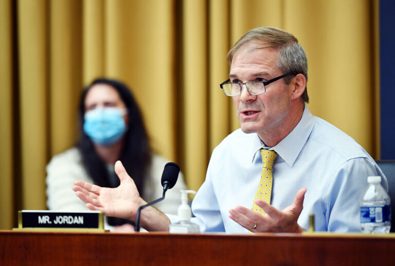 Rep Jim Jordan, R-OH, speaks during the House Judiciary Subcommittee on Antitrust, Commercial and Administrative Law hearing on Online Platforms and Market Power in the Rayburn House office Building, July 29, 2020 on Capitol Hill in Washington, DC. (Mandel Ngan-Pool/Getty Images)