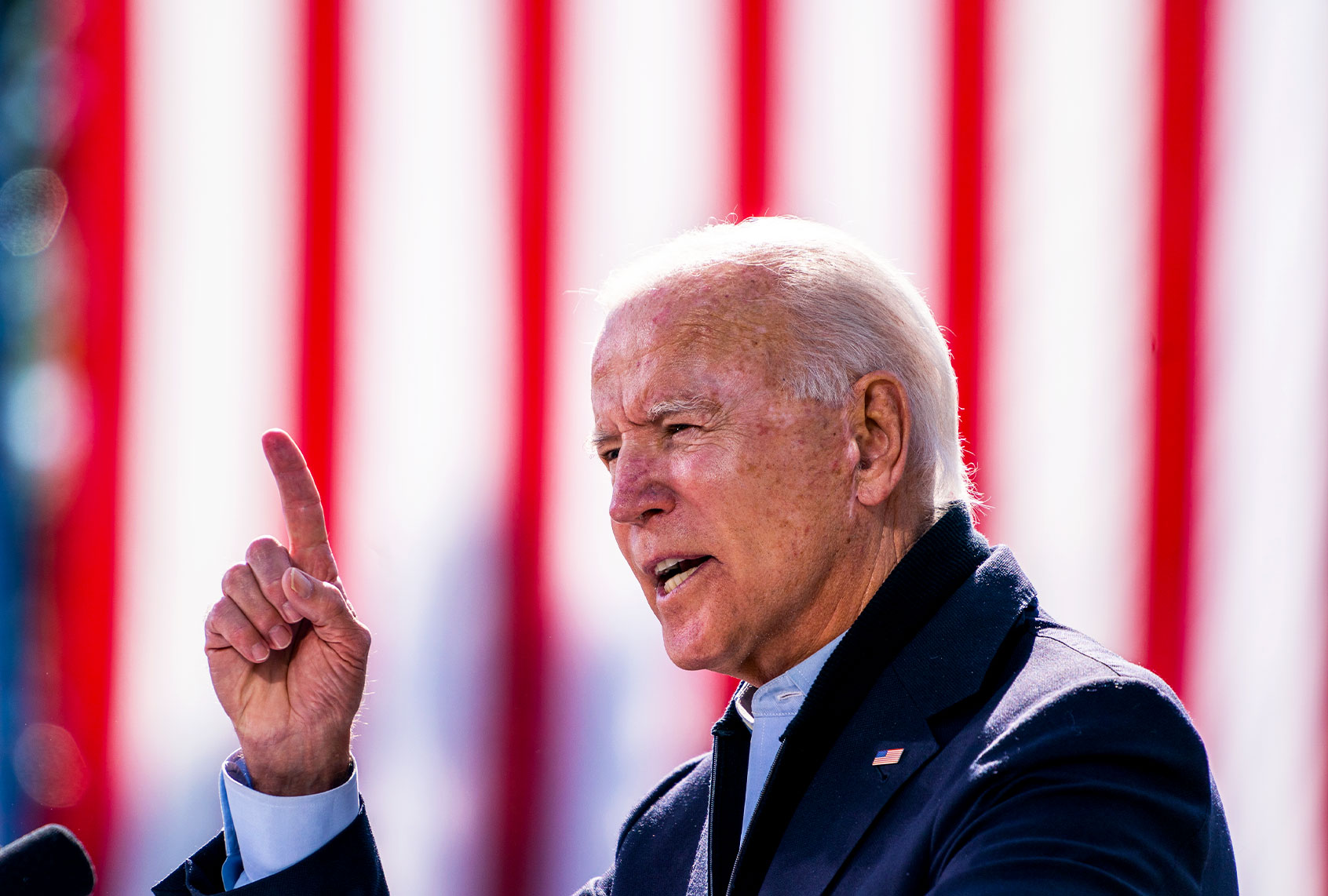 Presidential nominee Joe Biden speaks during a Voter Mobilization event at Riverside High School in Durham, North Carolina on October 18, 2020. (Demetrius Freeman/The Washington Post via Getty Images)