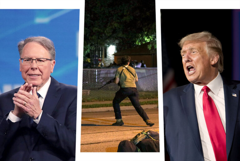 Wayne LaPierre, Kyle Rittenhouse and Donald Trump (Photo illustration by Salon/Getty Images)